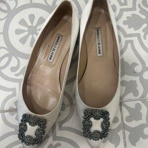 White Manolo flats